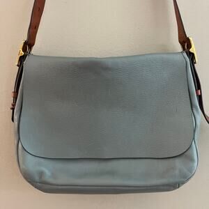 Fossil Harper Small Steel Blue Gray Leather Crossbody Bag